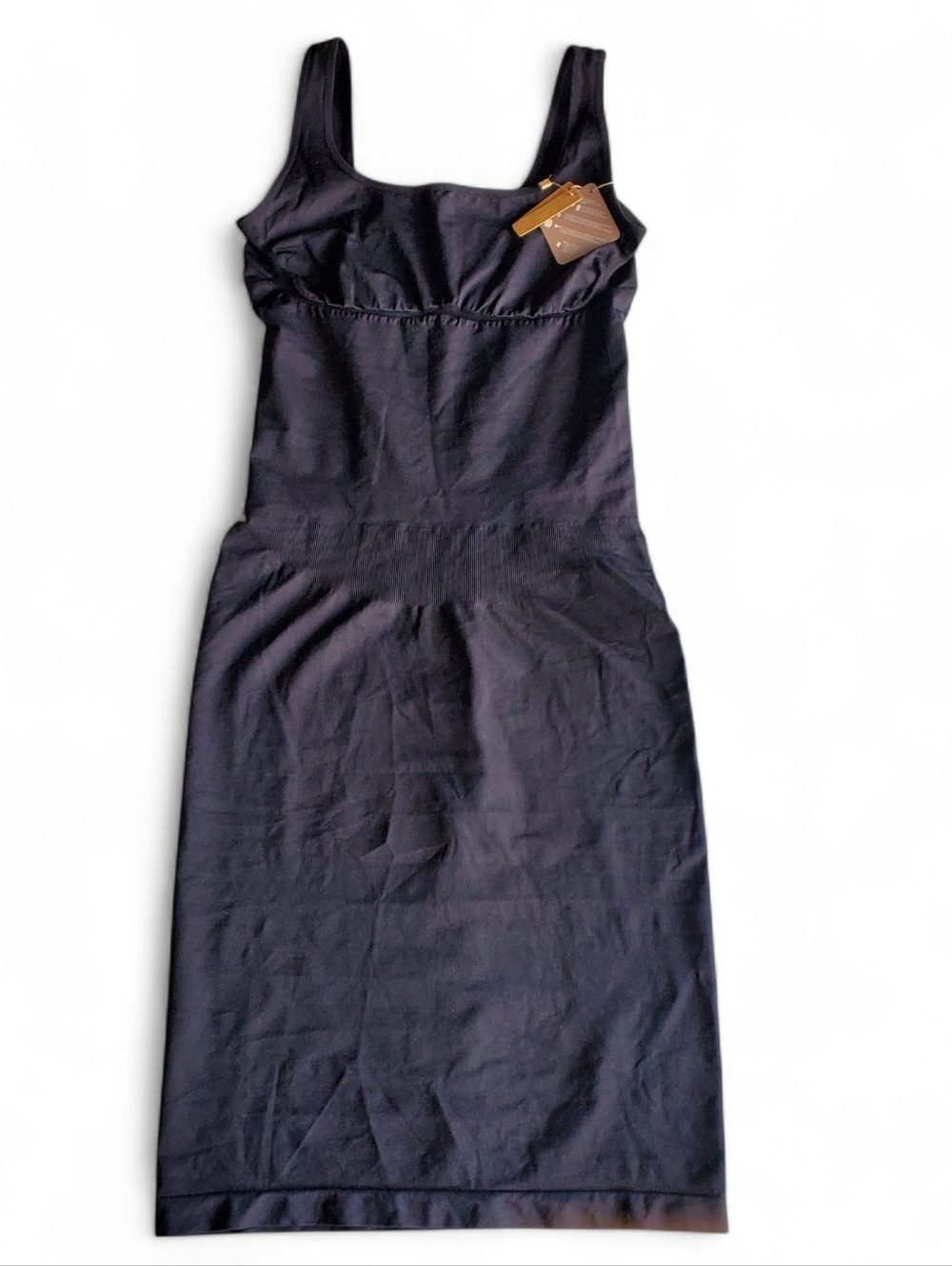 Sleeveless Black Square Neck Midi Dress (Shapewear) With Compression XL-XXL